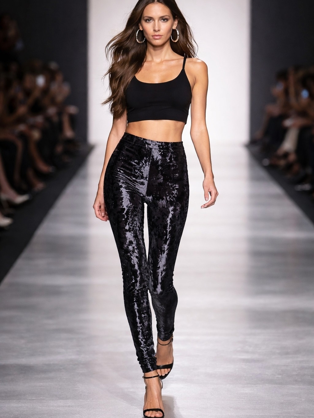 Lou & Grey Black Crushed Velvet High-Rise Leggings